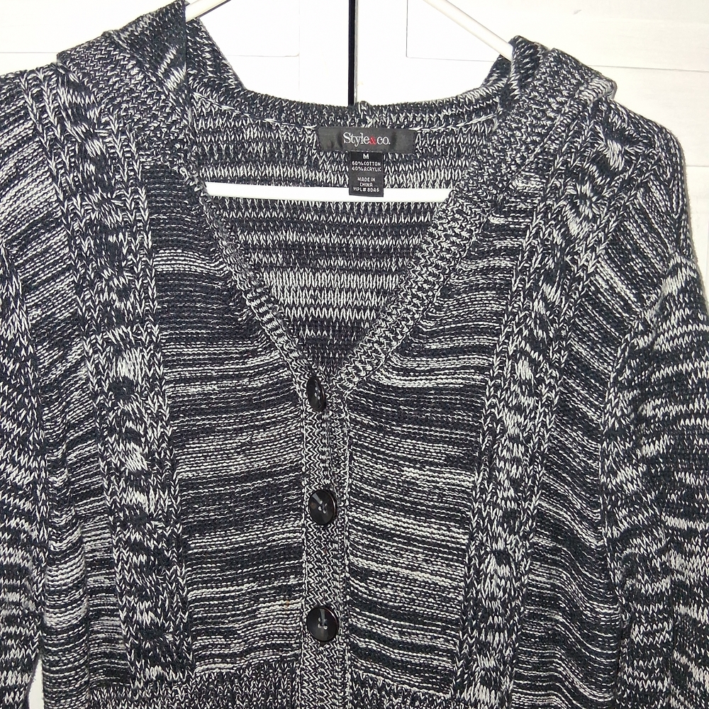 Style & Co. Black and White Knit Top - Picture 3 of 8